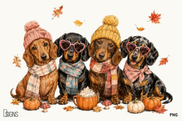 Download Fall Autumn Cute Dachshund Dog Lover PNG - Cute Collection