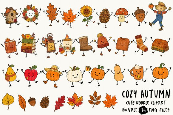Download Cozy Fall Autumn Cute Doodle Bundle PNG - Cute Collection