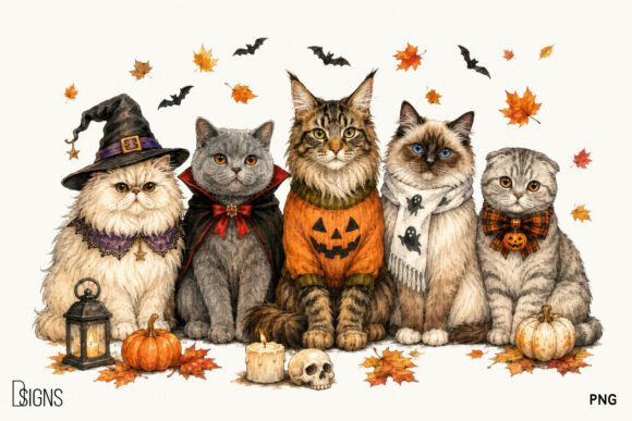 Download Cozy Halloween Fall Cute Cat Lover PNG - Cute Collection