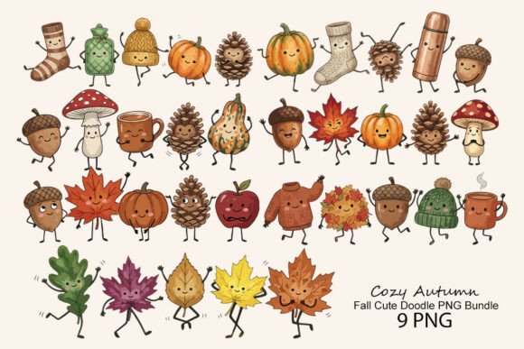 Download Cozy Autumn Fall Cute Doodle PNG Bundle - Cute Collection