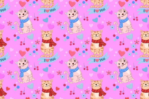 Download Cute Cat with Heart Shape on Pink Color - Cute Collection
