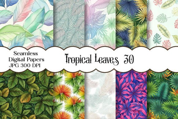 Download Tropical Leaves Pattern Digital Paper - Leaves pattern Collection