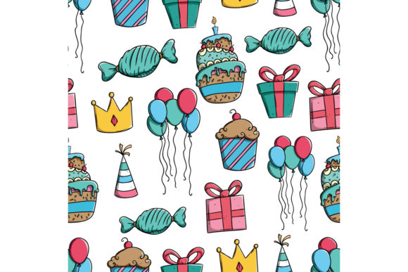 Download Cute Birthday Icons Seamless Pattern - Cute Collection