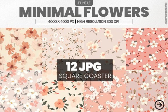 Download Minimal Flowers Square Coaster Bundle - Flowers Collection
