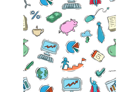 Download Cute Business Icons Seamless Pattern - Cute Collection