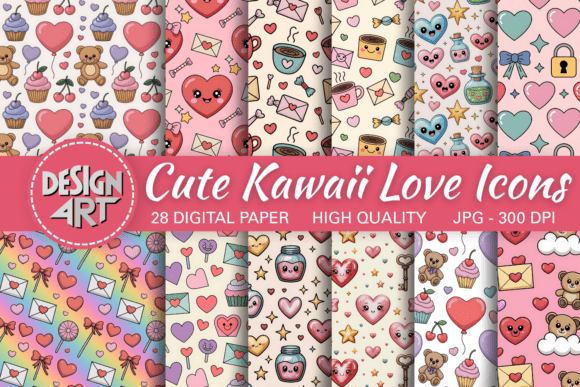 Download Cute Kawaii Love Icons Pattern - Cute Collection