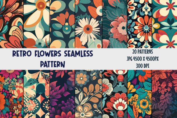 Download Retro Flowers Seamless Patterns 1 - Flowers Collection