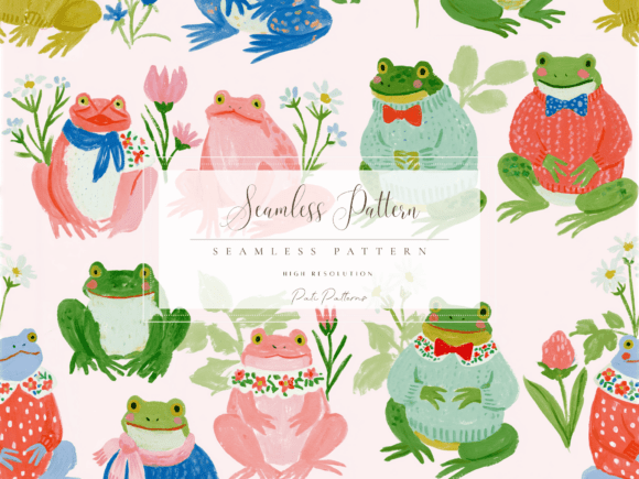 Download Cute Frog Seamless Pattern PNG - Cute Collection