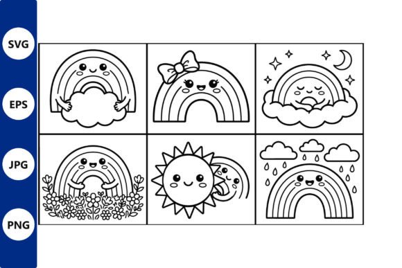 Download Cute Rainbow Illustration Grid - Cute Collection