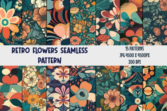Download Retro Flowers Seamless Patterns 2 - Flowers Collection