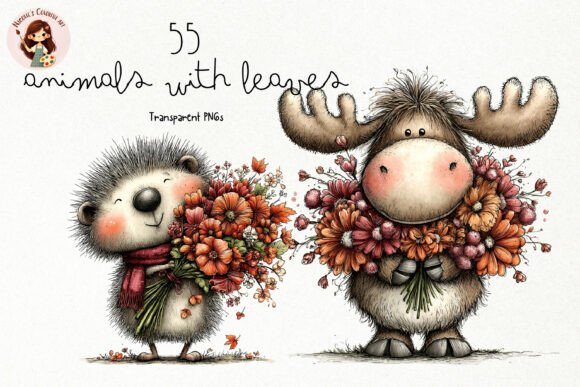 Download Cute Animals with Leaves PNG Clipart - Cute Collection