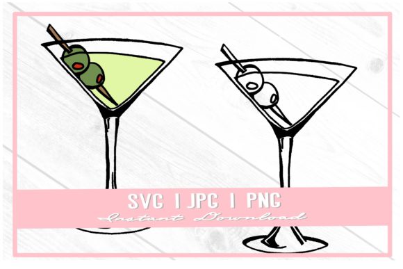 Download Dirty Martini Doodle Green Olive Drink - Olive Collection