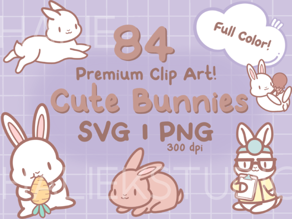 Download Cute Bunnies Color Clip Art PNGs SVGs - Cute Collection