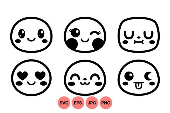 Download Cute Kawaii Face Expression SVG - Cute Collection