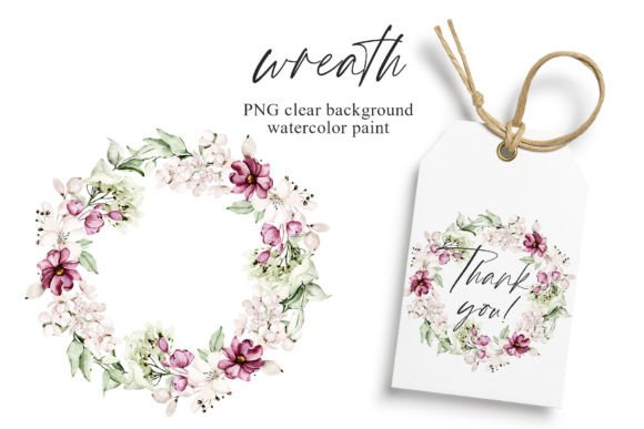Download Wreath with Watercolor Leaves, Flowers. - Flowers Collection