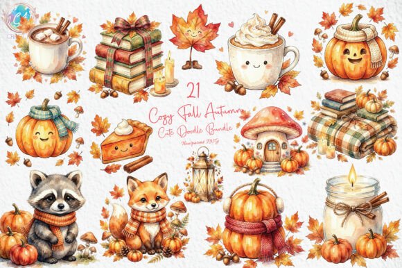 Download Cozy Fall Autumn Cute Doodle Bundle PNG - Cute Collection