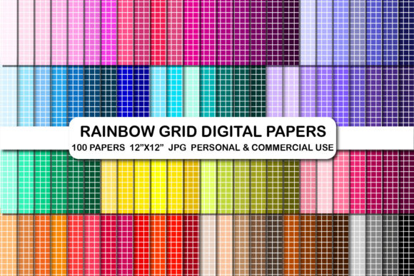 Download Rainbow Grid Digital Papers 100 Colors - Rainbow grid Collection