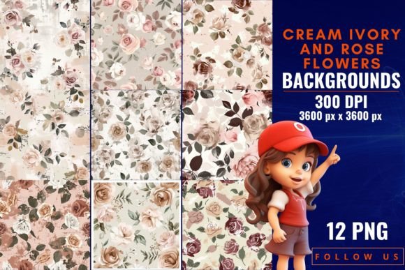Download CREAM IVORY and ROSE FLOWERS BACKGROUNDS - Flowers Collection