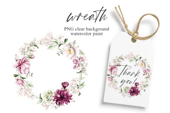 Download Wreath with Watercolor Leaves, Flowers. - Flowers Collection